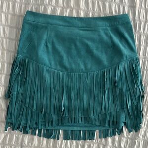 Teal Fringe Skirt